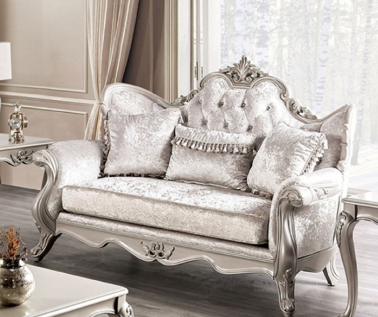 FM65001WH 2PC Sofa & Love seat Traditional Style Off-White Acapulco Collection By Furniture Of America