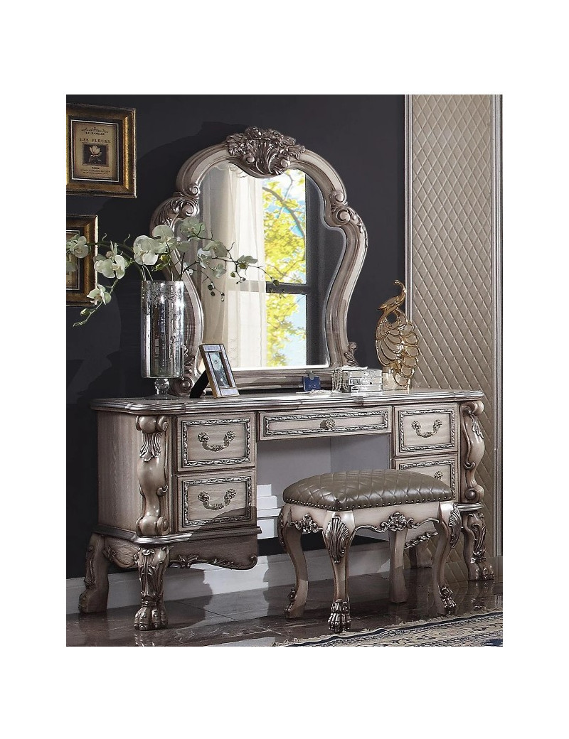 28193 Vintage Bone White Finish Vanity Desk Dresden Collection By Acme Furniture