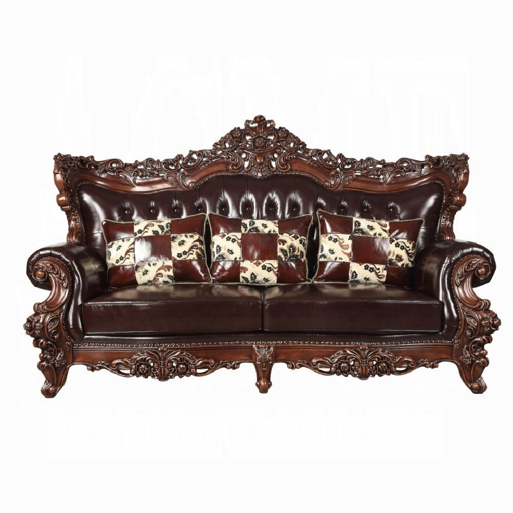 53070 Espresso Top Grain Leather/ Walnut Finish Sofas By Acme Furniture