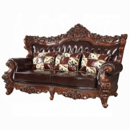 53070 Espresso Top Grain Leather/ Walnut Finish Sofas By Acme Furniture