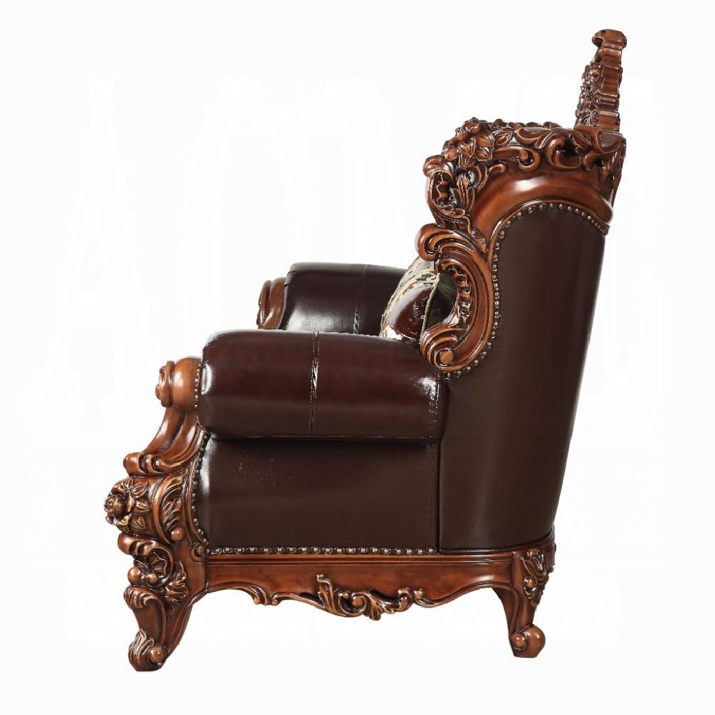 53070 Espresso Top Grain Leather/ Walnut Finish Sofas By Acme Furniture