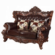 53070 Espresso Top Grain Leather/ Walnut Finish Sofas By Acme Furniture