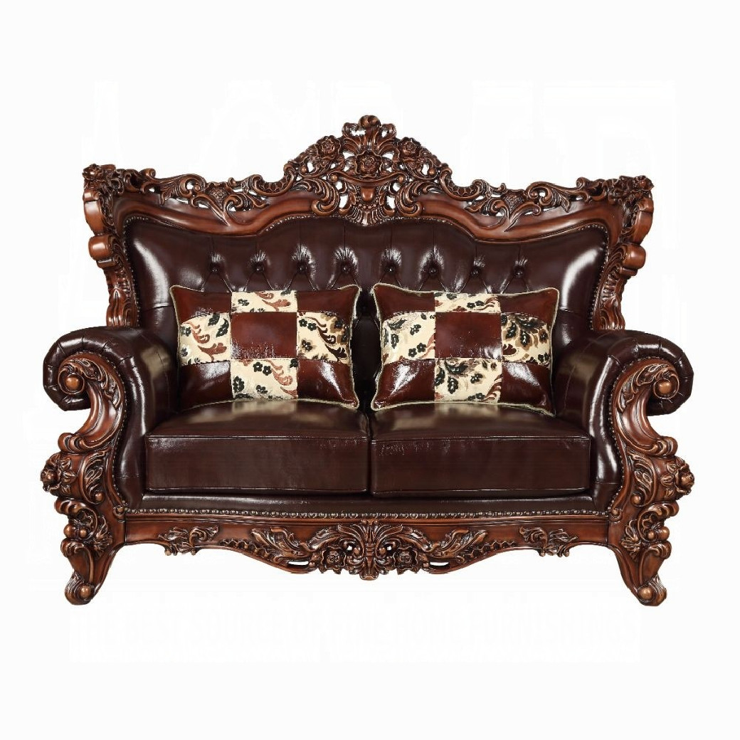 53070 Espresso Top Grain Leather/ Walnut Finish Sofas By Acme Furniture