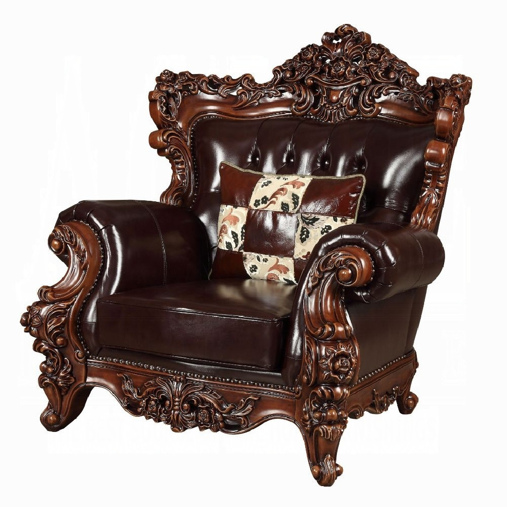 53070 Espresso Top Grain Leather/ Walnut Finish Sofas By Acme Furniture