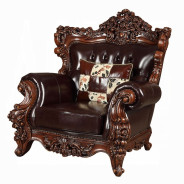 53070 Espresso Top Grain Leather/ Walnut Finish Sofas By Acme Furniture