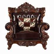 53070 Espresso Top Grain Leather/ Walnut Finish Sofas By Acme Furniture