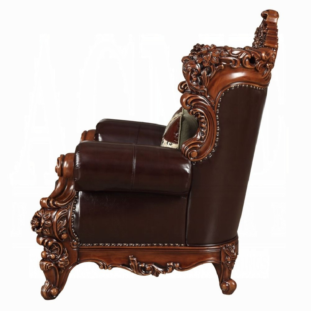 53070 Espresso Top Grain Leather/ Walnut Finish Sofas By Acme Furniture