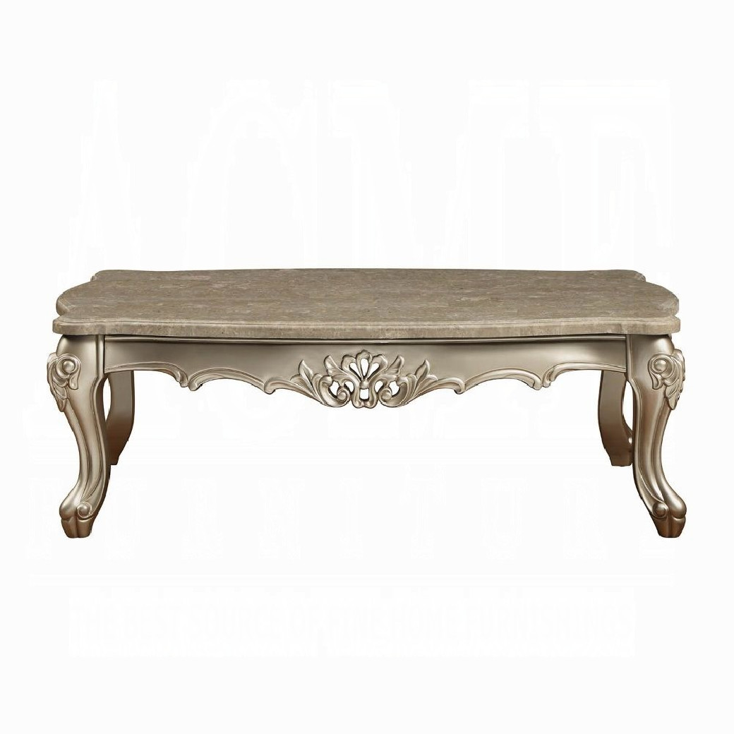 81040 Marble Top Champagne Finish Occasional Tables Ranita Collection By Acme Furniture