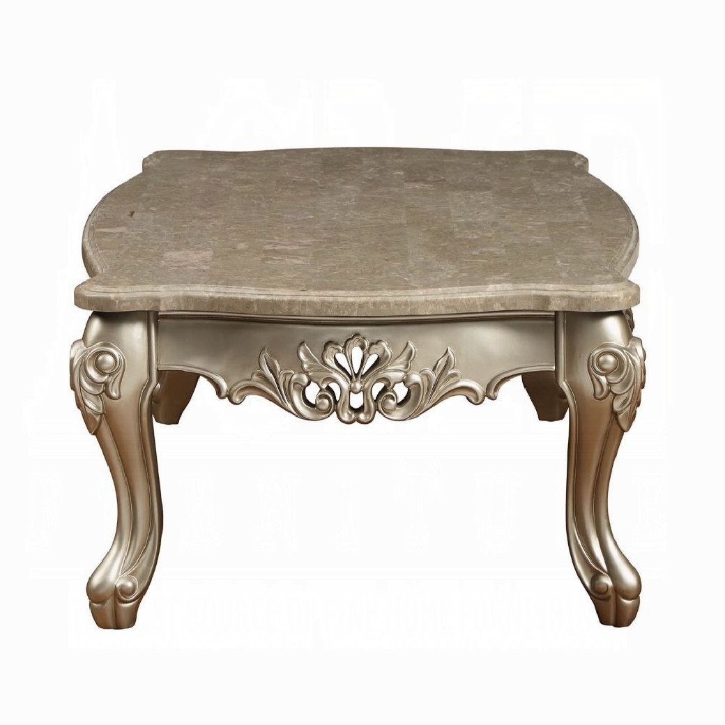 81040 Marble Top Champagne Finish Occasional Tables Ranita Collection By Acme Furniture