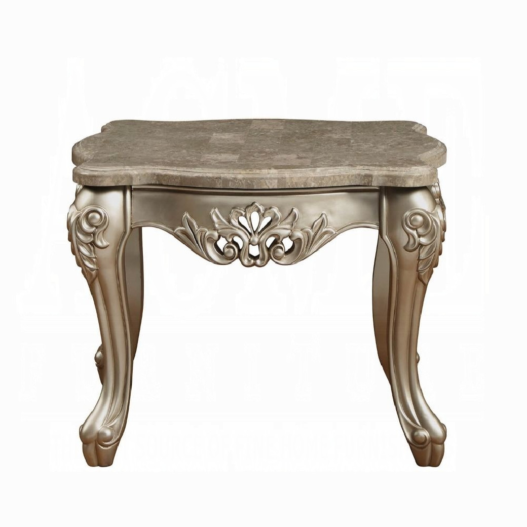 81040 Marble Top Champagne Finish Occasional Tables Ranita Collection By Acme Furniture