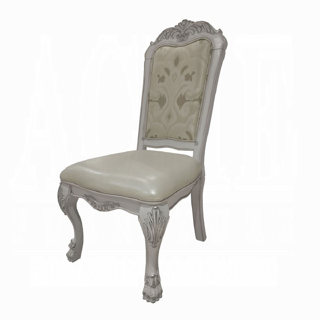 DN01700 5PC Dining Set Round Table Dresden White Bone Collection By Acme Furniture