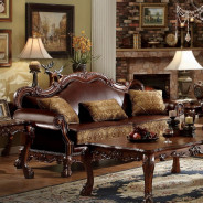 15160 Living room Cherry Oak Finish/ Brown PU Dresden Collection by Acme Furniture