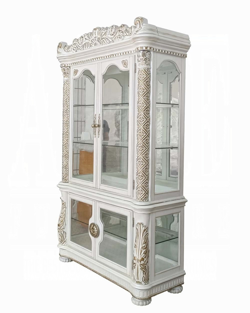 DN01515 7PC Vendome Antique Pearl Collection Counter Height Dining Table Set by Acme Furniture