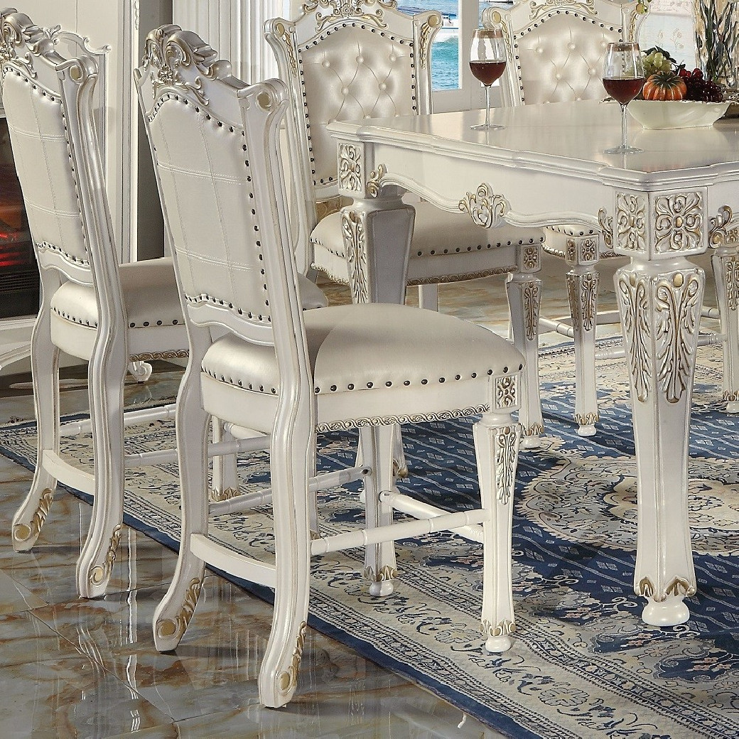 DN01515 7PC Vendome Antique Pearl Collection Counter Height Dining Table Set by Acme Furniture