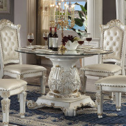 DN01524 Vendome Round Dining Table W/Pedestal Base Vendome Antique Pearl Collection By Acme Furniture