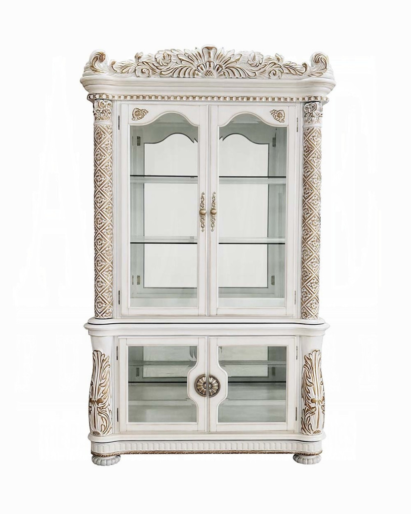 DN01524 Vendome Round Dining Table W/Pedestal Base Vendome Antique Pearl Collection By Acme Furniture