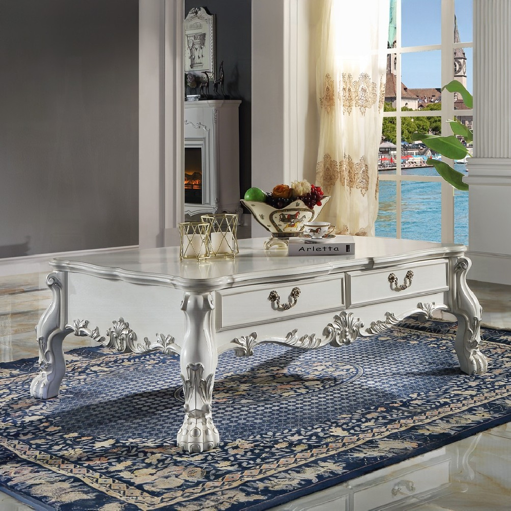 LV01686 Dresden coffee table with a bone-white finish By Acme Furniture
