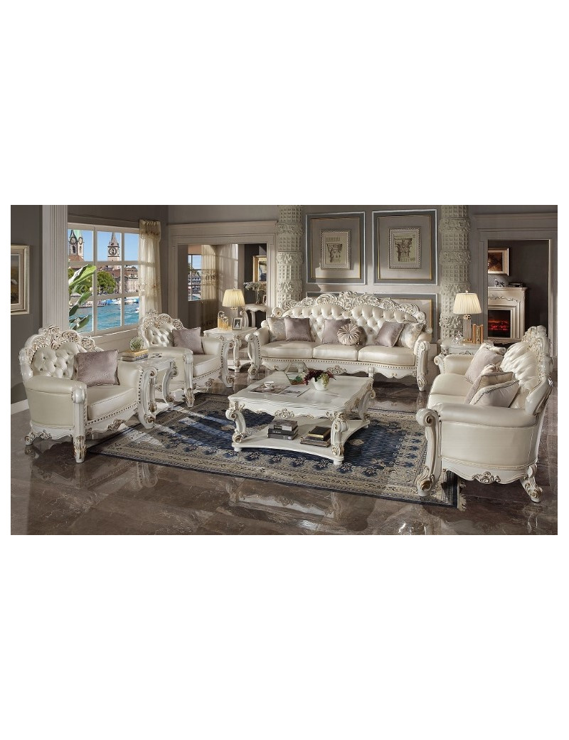 LV01525 Oversized Sofa W/6 Pillows Vendome Antique Pearl  Collection By Acme Furniture