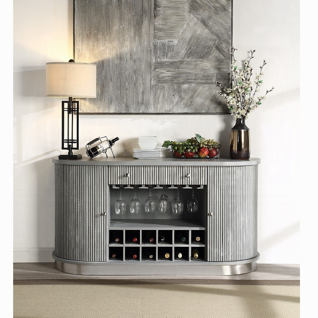 DN02124 7PC Dining Set  Weathered Gray Oak Finish Adalynn Collection by Acme Furniture