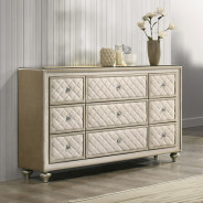 BD02335Q Queen Bed w/Led Upholstered in beige velvet Lucienne Collection By Acme Furniture