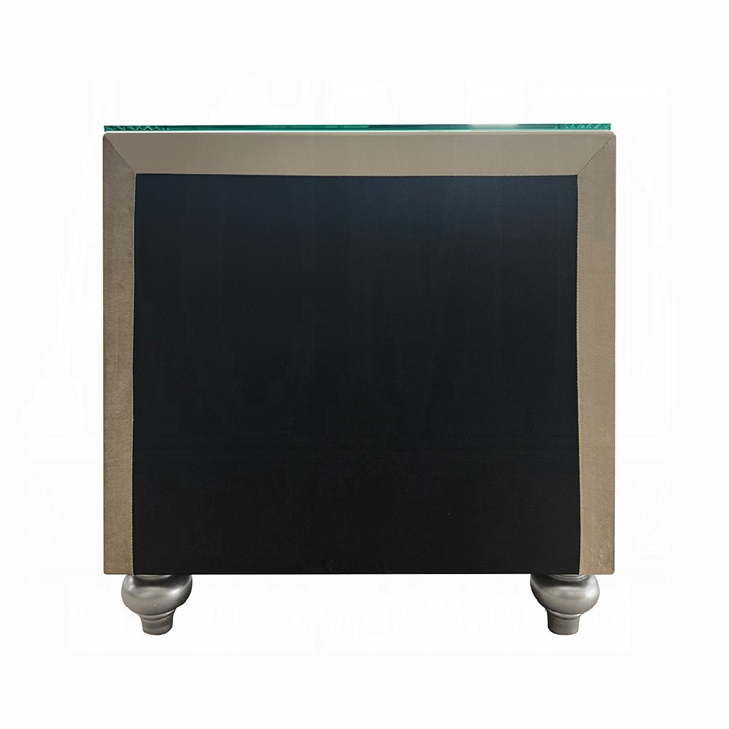 BD02335Q Queen Bed w/Led Upholstered in beige velvet Lucienne Collection By Acme Furniture