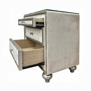 BD02335Q Queen Bed w/Led Upholstered in beige velvet Lucienne Collection By Acme Furniture