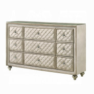 BD02335Q Queen Bed w/Led Upholstered in beige velvet Lucienne Collection By Acme Furniture