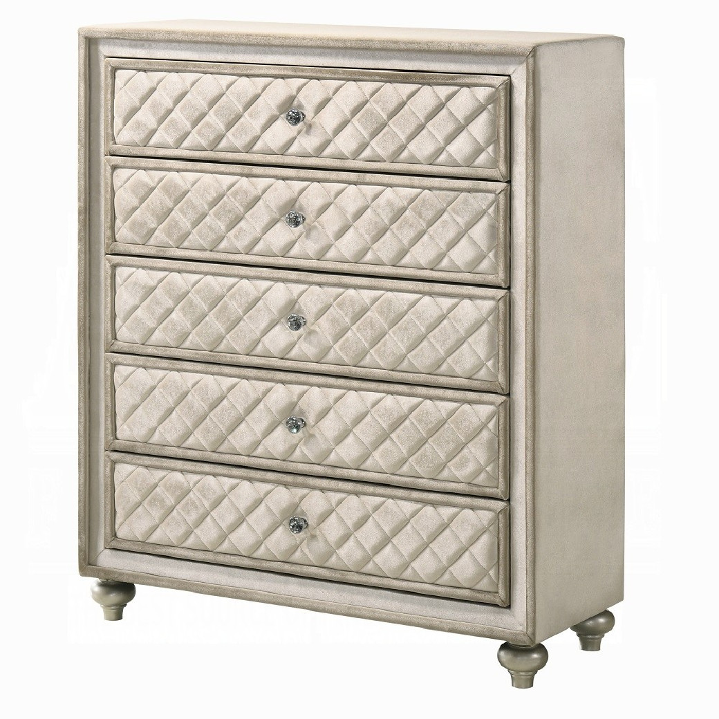 BD02335Q Queen Bed w/Led Upholstered in beige velvet Lucienne Collection By Acme Furniture