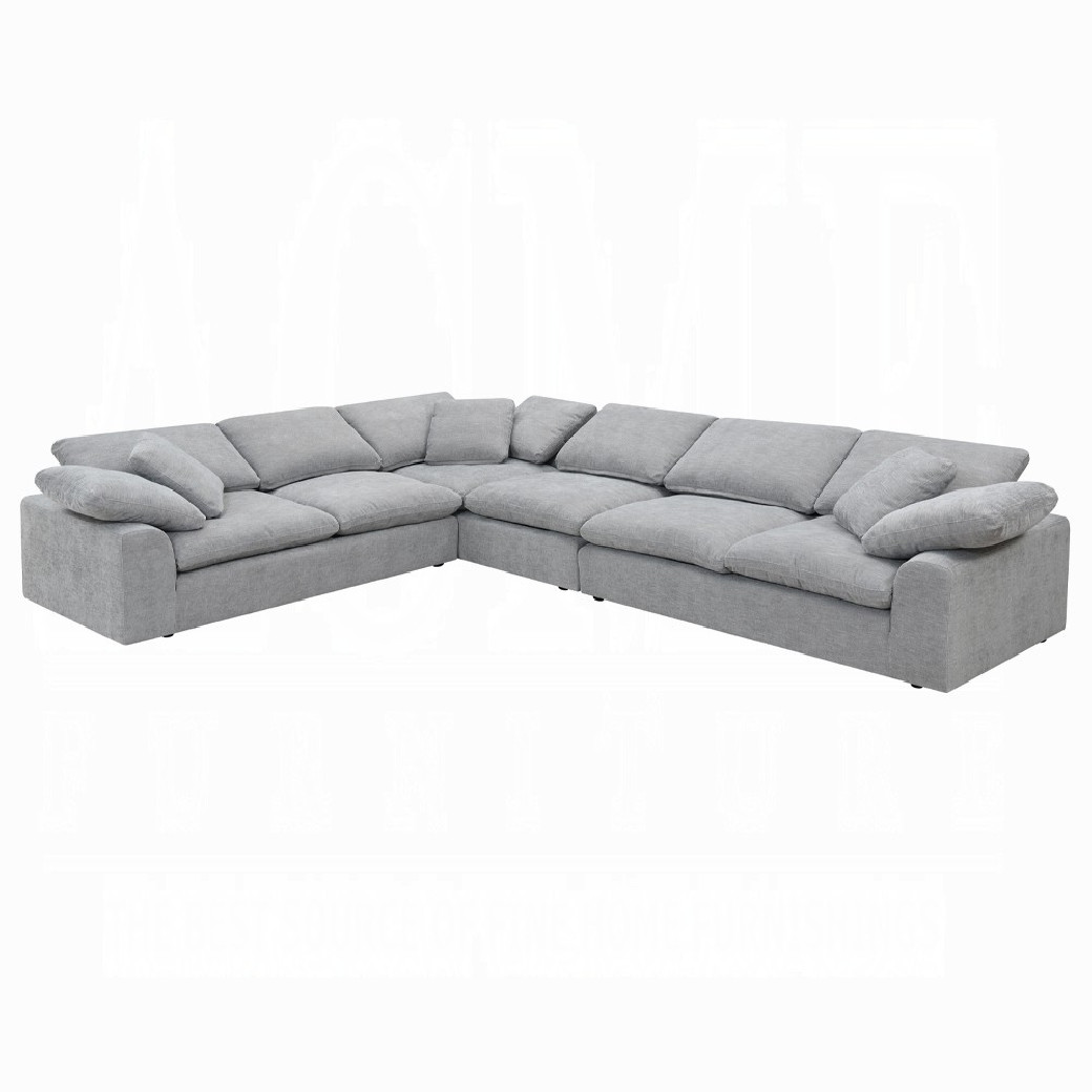 LV01563 Sectional Sofa w/6 pillows Gray Linen Naveen Collection by Acme Furniture