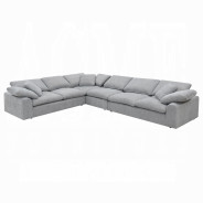 LV01563 Sectional Sofa w/6 pillows Gray Linen Naveen Collection by Acme Furniture