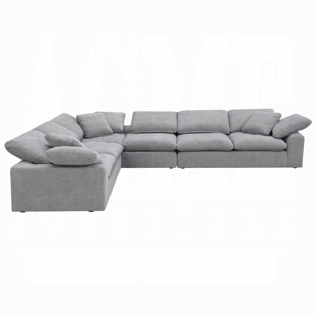 LV01563 Sectional Sofa w/6 pillows Gray Linen Naveen Collection by Acme Furniture