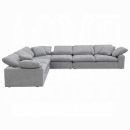 LV01563 Sectional Sofa w/6 pillows Gray Linen Naveen Collection by Acme Furniture