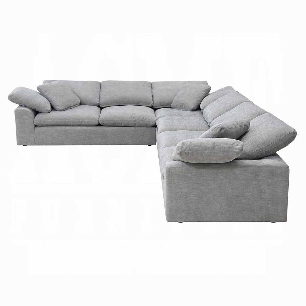 LV01563 Sectional Sofa w/6 pillows Gray Linen Naveen Collection by Acme Furniture