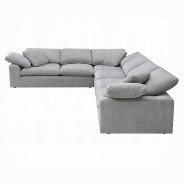 LV01563 Sectional Sofa w/6 pillows Gray Linen Naveen Collection by Acme Furniture