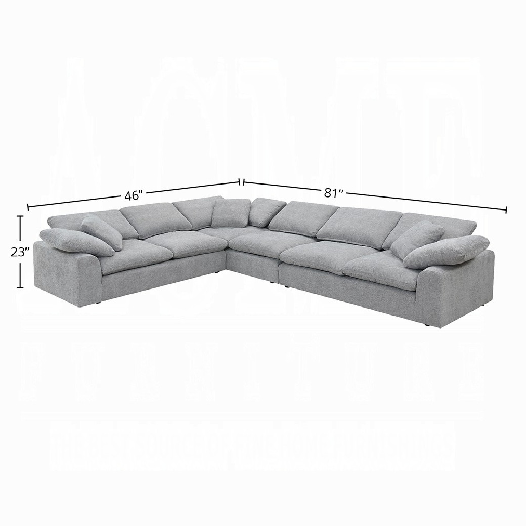 LV01563 Sectional Sofa w/6 pillows Gray Linen Naveen Collection by Acme Furniture