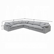 LV01563 Sectional Sofa w/6 pillows Gray Linen Naveen Collection by Acme Furniture