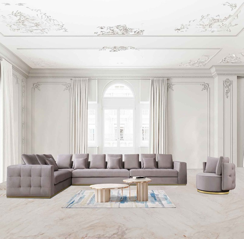 Mino Ash Gray Sectional stunning design By Roberto Grassie. 01-MINO-ASH-SEC