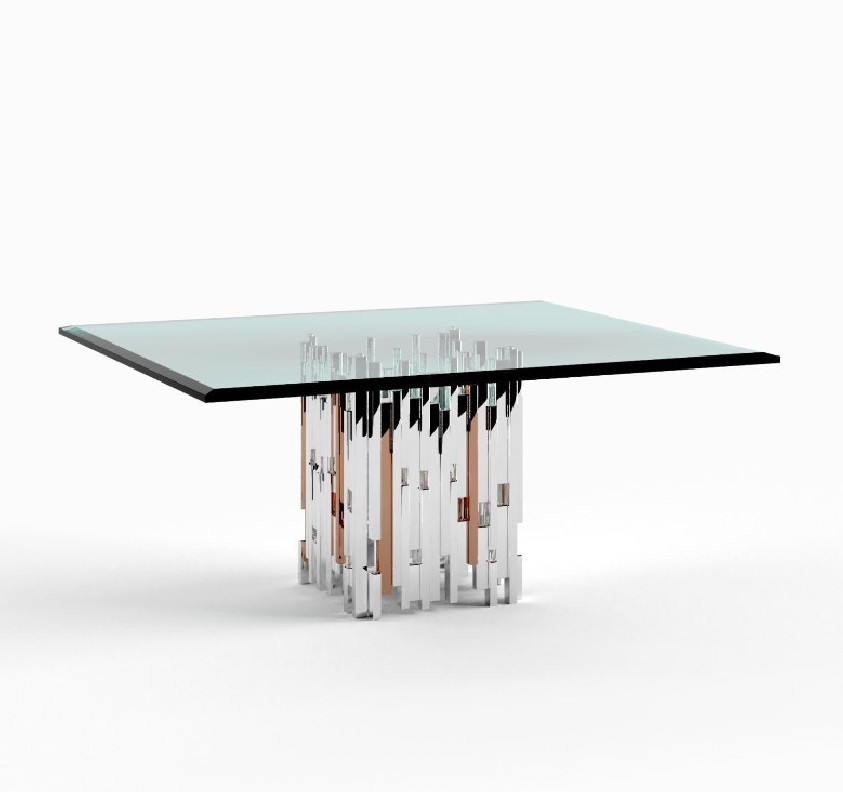 Illusion Silver Rectangular Dining Table By Roberto Grassie