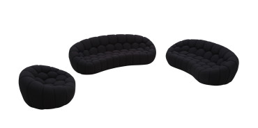 82162 Divani Casa Yolonda - Modern Curved Black Fabric Sofa Set by VIG Furniture