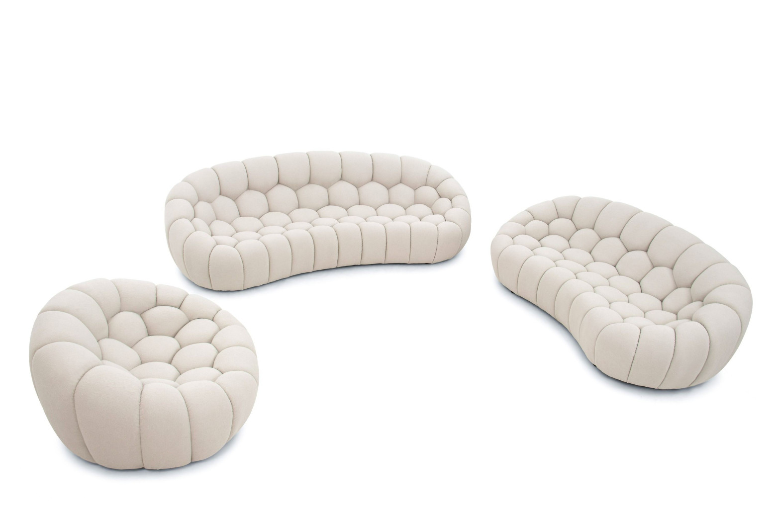 81303 Divani Casa Yolonda - Modern Curved Beige Fabric Sofa Set