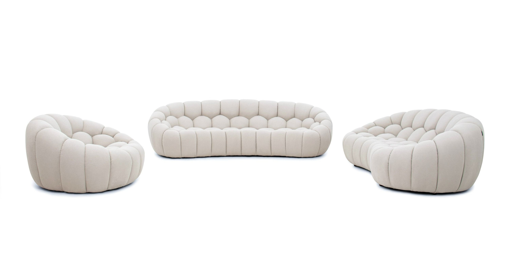 81303 Divani Casa Yolonda - Modern Curved Beige Fabric Sofa Set