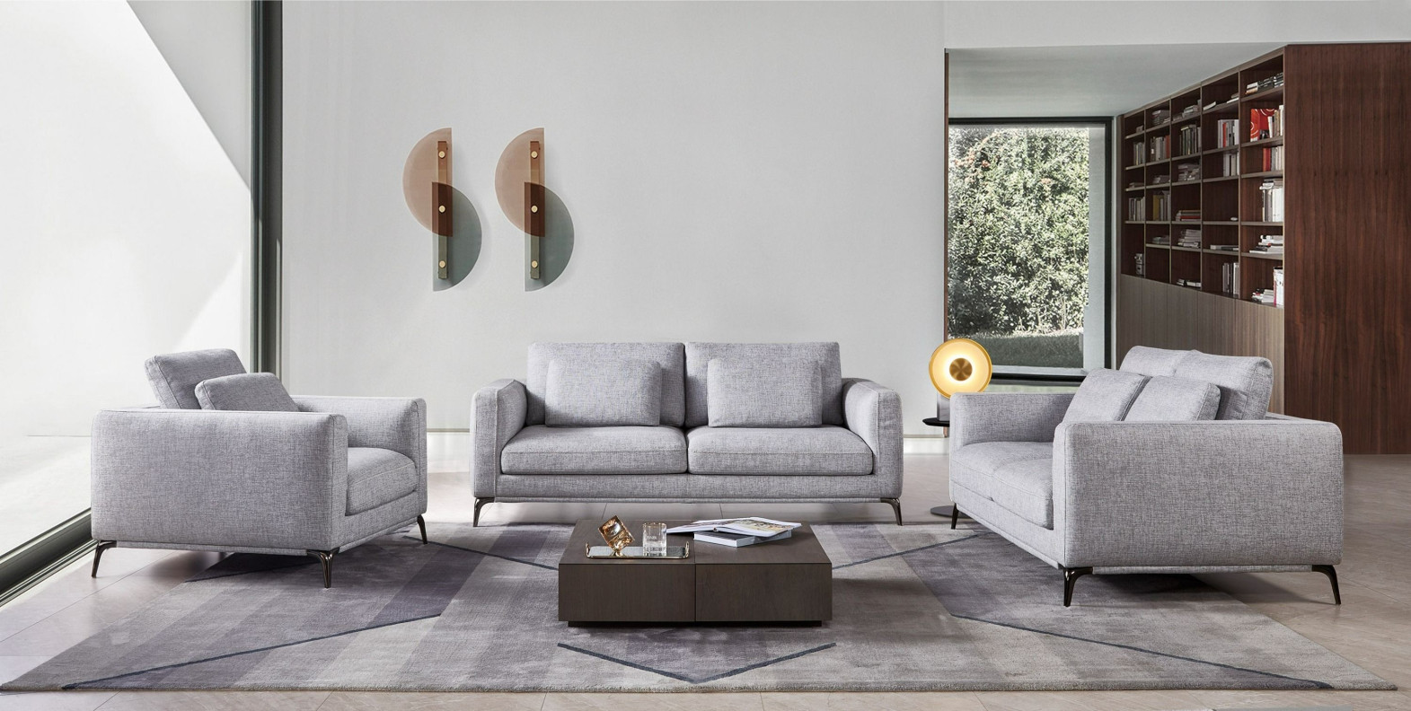 80433 Divani Casa Beaman - Modern Grey Fabric Sofa Set by VIG Furniture