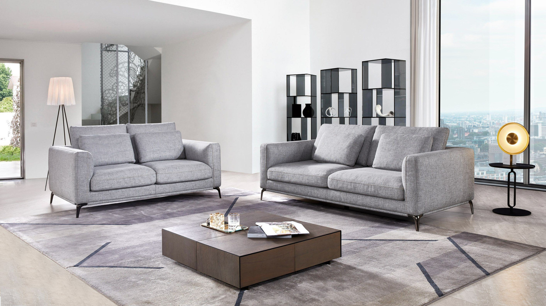 80433 Divani Casa Beaman - Modern Grey Fabric Sofa Set by VIG Furniture