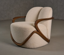 81593 Modrest Fortuna - Mid-Century Modern Off-White Fabric + Walnut Accent Chair By VIG Furniture