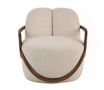 81593 Modrest Fortuna - Mid-Century Modern Off-White Fabric + Walnut Accent Chair By VIG Furniture