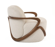 81593 Modrest Fortuna - Mid-Century Modern Off-White Fabric + Walnut Accent Chair By VIG Furniture