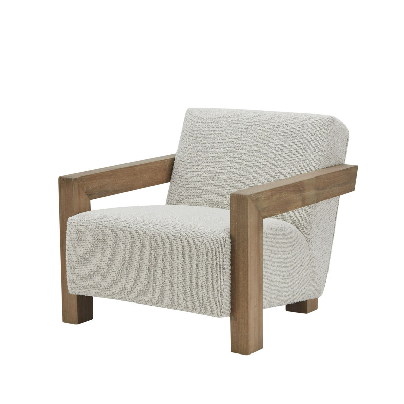 81811 Modrest Dalhart - Modern Beige Fabric + Grey Wash Wood Accent Chair By VIG Furniture