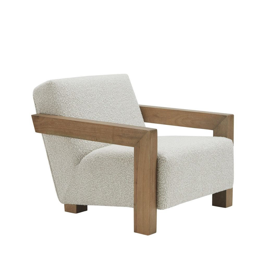81811 Modrest Dalhart - Modern Beige Fabric + Grey Wash Wood Accent Chair By VIG Furniture