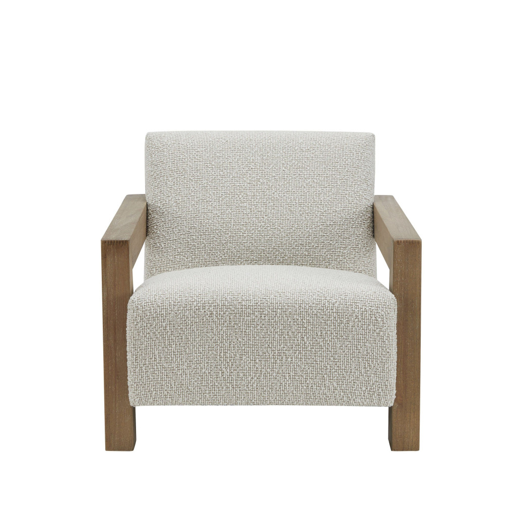 81811 Modrest Dalhart - Modern Beige Fabric + Grey Wash Wood Accent Chair By VIG Furniture