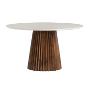 82161 Modrest Nancy + Weiss - Mid-Century Modern Marble + Walnut Dining Table Set By VIG Furniture